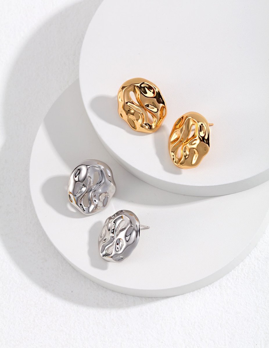 Simple Style Irregular Sterling Silver Button Earrings | Mix Mix Style [Hot Seller]-Mix MIx Style