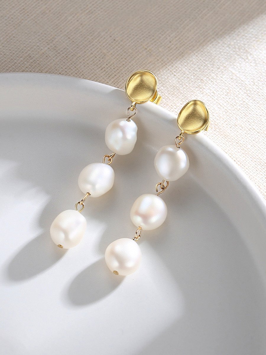 Irregular Triple Akoya Pearl Earrings | Mix Mix Style [Hot Seller]-Mix MIx Style