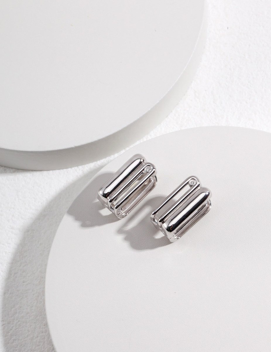 Classic and Simple Square Sterling Silver Earrings | Mix Mix Style [Hot Seller]-Mix MIx Style