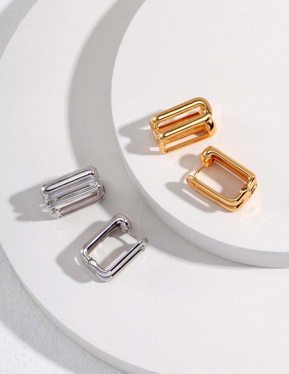Classic and Simple Square Sterling Silver Earrings | Mix Mix Style [Hot Seller]-Mix MIx Style
