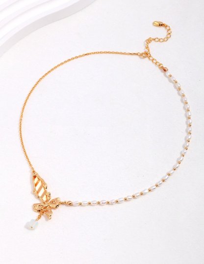 Butterfly Gemstone Pearl Sterling Silver Necklace | Mix Mix Style [Hot Seller]-Mix MIx Style