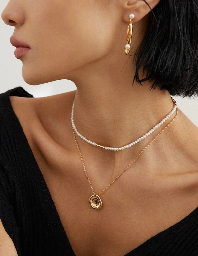 Simple Akoya Pearls 18K Gold Plated Necklace | Mix Mix Style [Hot Seller]-Mix MIx Style