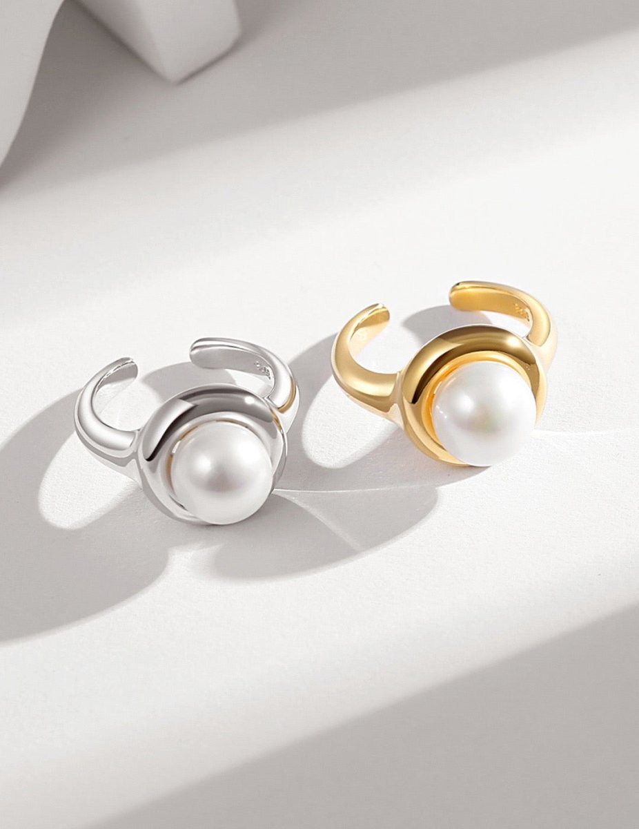 Akoya Pearl 925 Sterling Silver Open Adjustable Ring | Mix Mix Style [Hot Seller]-Mix MIx Style