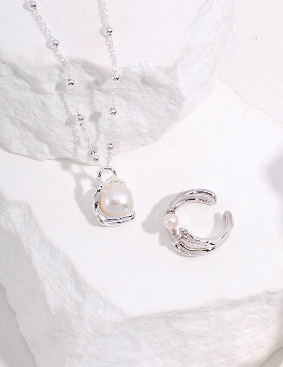 Round Mabe Pearl 925 Sterling Silver Chain Necklace | Mix Mix Style [Hot Seller]-Mix MIx Style