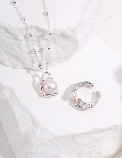 Round Mabe Pearl 925 Sterling Silver Chain Necklace | Mix Mix Style [Hot Seller]-Mix MIx Style