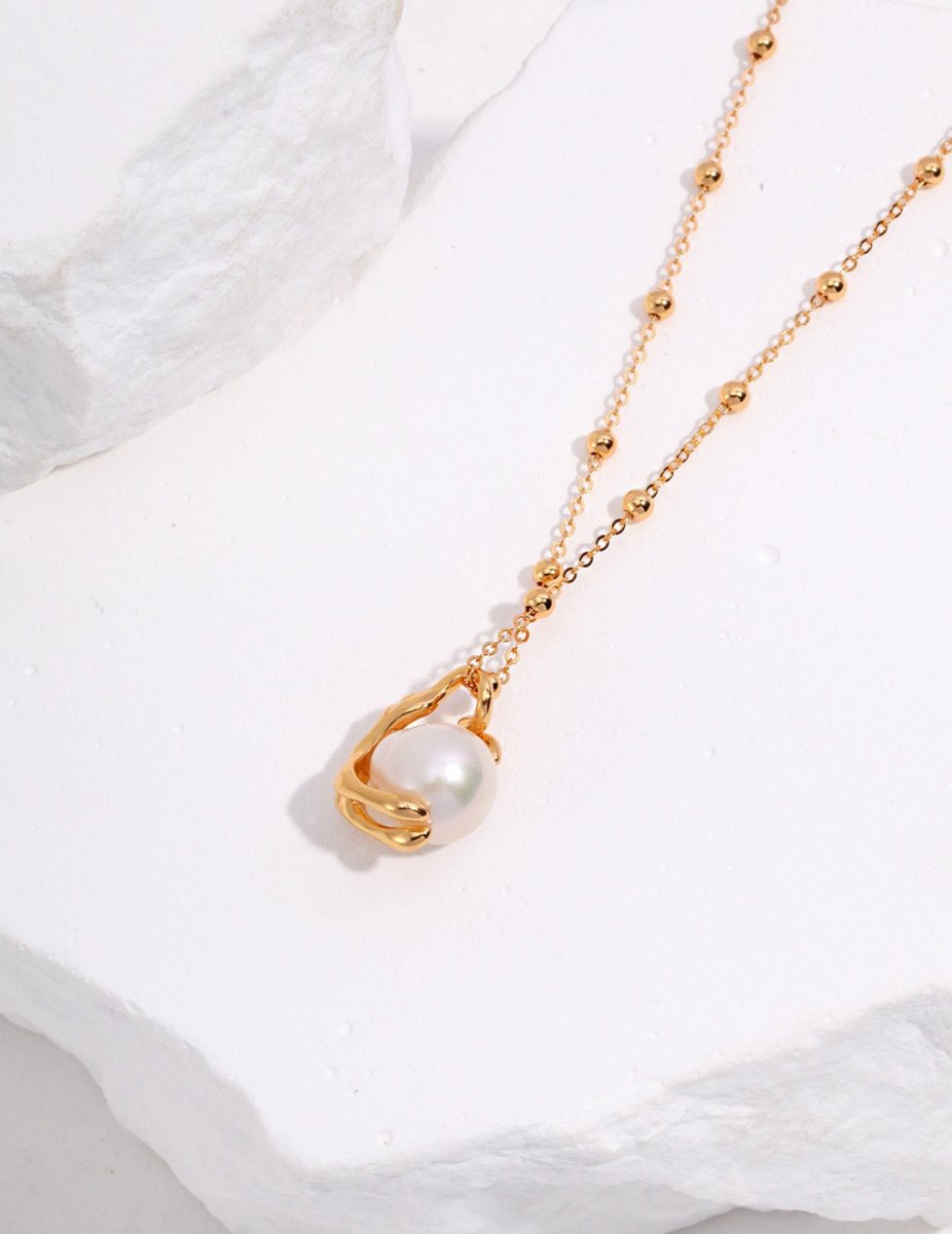 Round Mabe Pearl 925 Sterling Silver Chain Necklace | Mix Mix Style [Hot Seller]-Mix MIx Style