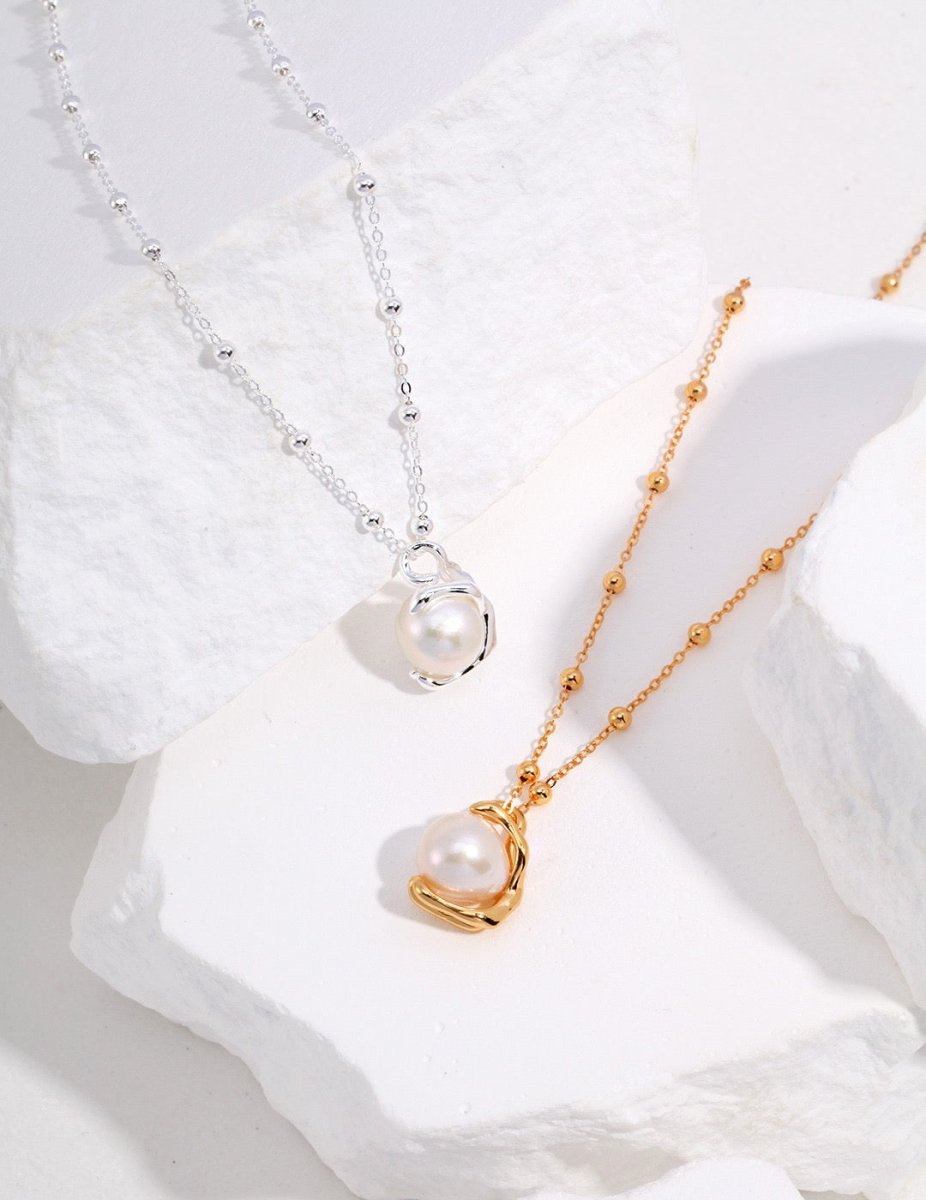 Round Mabe Pearl 925 Sterling Silver Chain Necklace | Mix Mix Style [Hot Seller]-Mix MIx Style