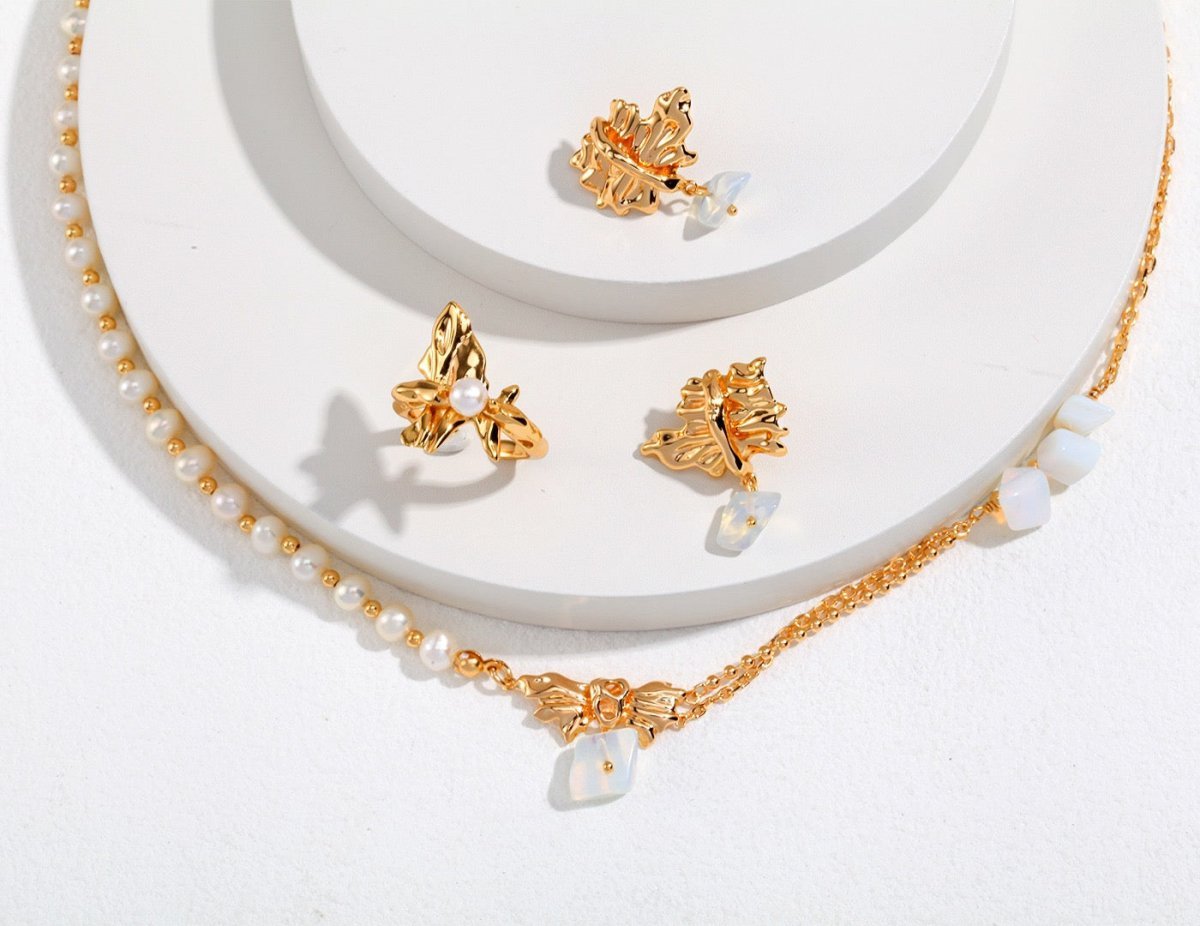 Delicate Pearl and Opal Gemstone Necklace | Mix Mix Style [Hot Seller]-Mix MIx Style