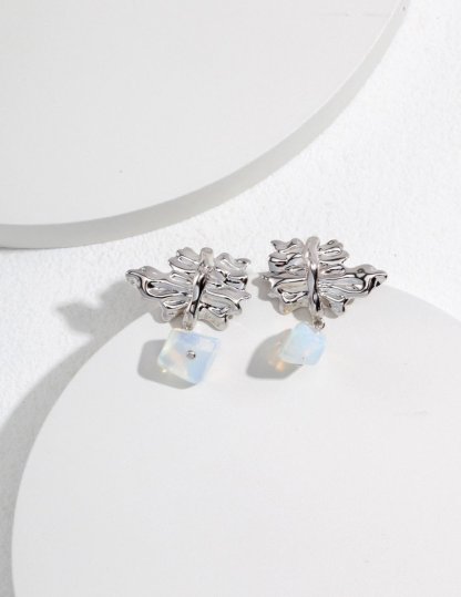 Irregular Winkle with Opal Gemstones Earrings | Mix Mix Style [Hot Seller]-Mix MIx Style