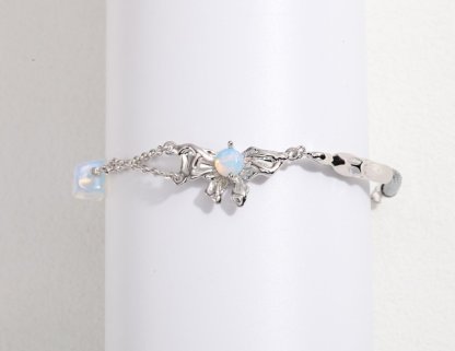 Sterling Silver Bow and Opal Bracelet | Mix Mix Style [Hot Seller]-Mix MIx Style