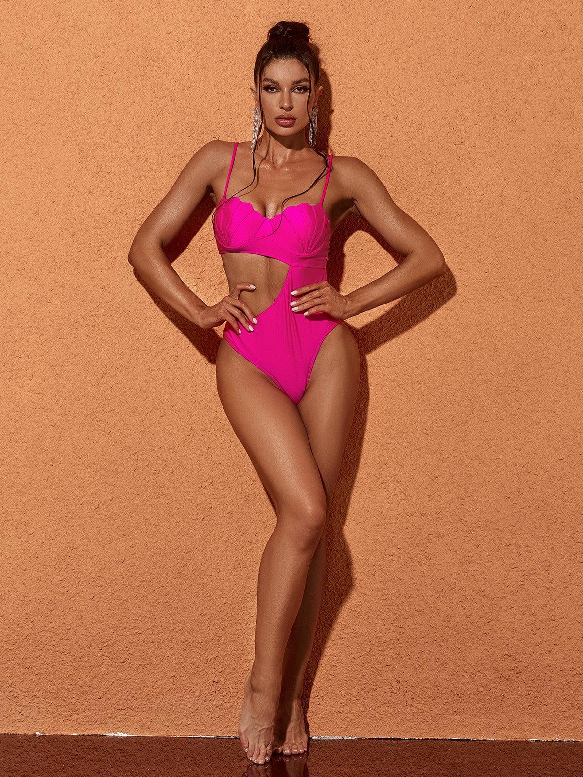 Chic Cutout One Piece Swimsuit In Hot Pink | Mix Mix Style-Mix MIx Style