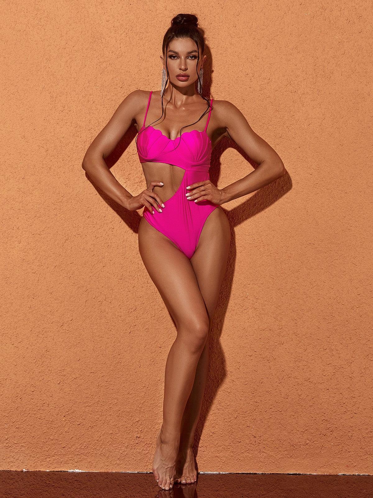 Chic Cutout One Piece Swimsuit In Hot Pink | Mix Mix Style-Mix MIx Style