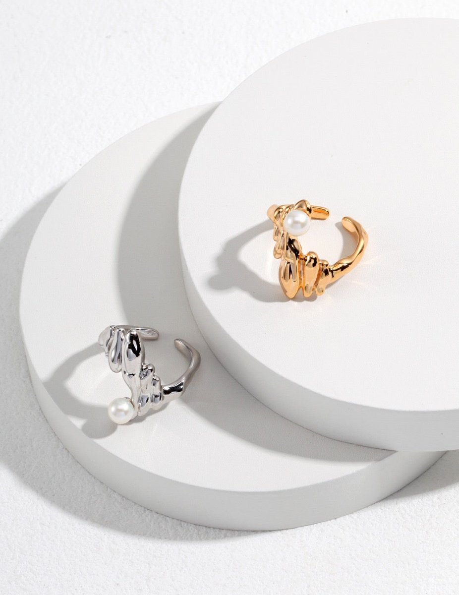 Delicate and Classic Sterling Silver with Akoya Pearl Open Ring | Mix Mix Style [Hot Seller]-Mix MIx Style