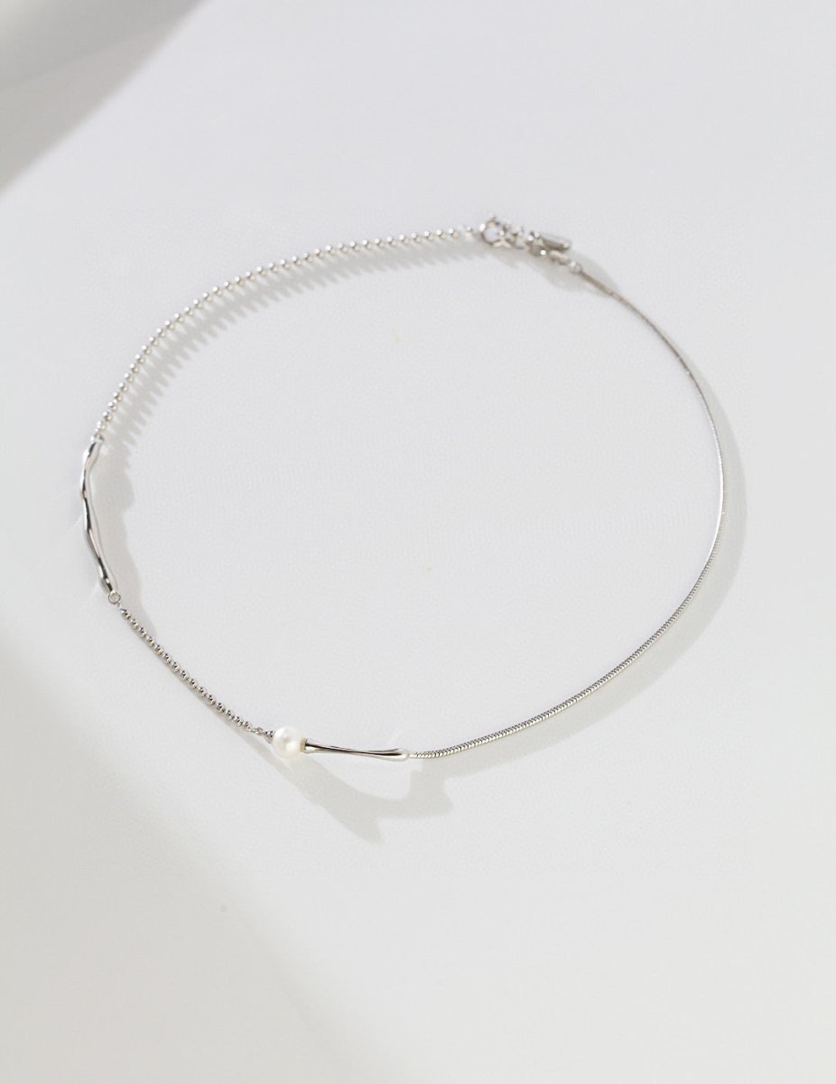 Minimalist Sterling Silver and Akoya Pearl Necklace | Mix Mix Style [Hot Seller]-Mix MIx Style