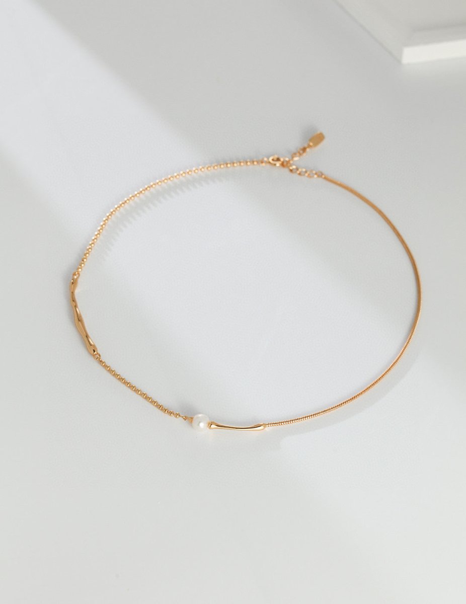 Minimalist Sterling Silver and Akoya Pearl Necklace | Mix Mix Style [Hot Seller]-Mix MIx Style