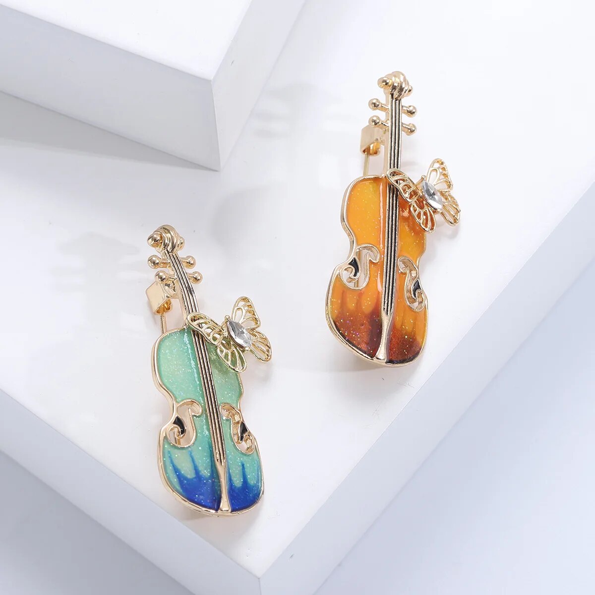 Enameled Butterfly Violin 2 Color Party Office Party Banquet Pin Brooch Gift | Mix Mix Style [Hot Seller]-Mix MIx Style