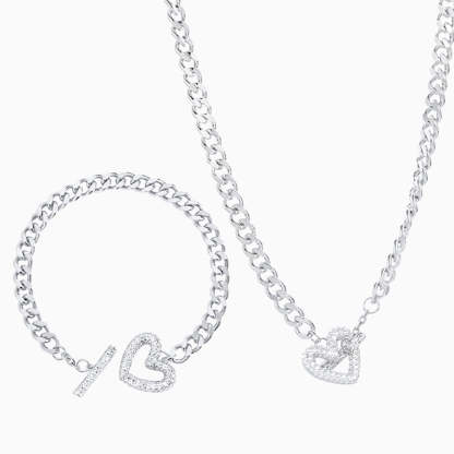 Dazzling Heart Toggle Clasp Jewelry Set-Mix MIx Style