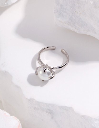 Akoya Pearl Sterling Silver Open Adjustable Ring | Mix Mix Style [Hot Seller]-Mix MIx Style