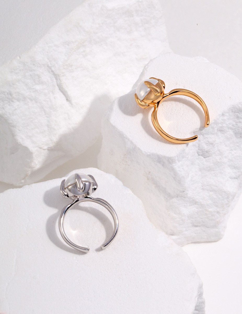 Akoya Pearl Sterling Silver Open Adjustable Ring | Mix Mix Style [Hot Seller]-Mix MIx Style