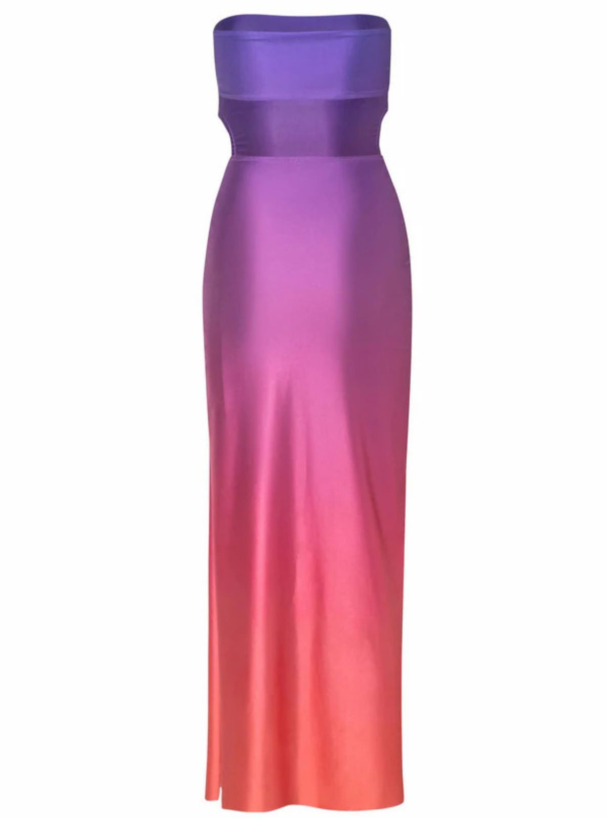 Purple Strapless Ombre Split Midi Dress | Mix Mix Style [Hot Seller]-Mix MIx Style