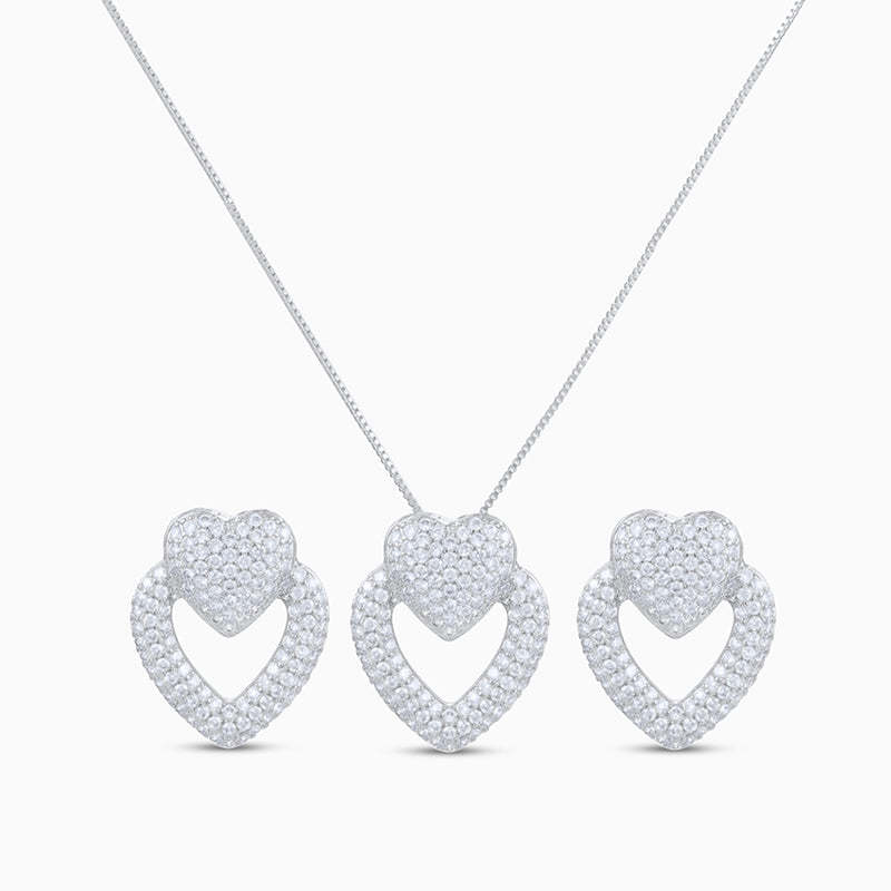 Lustrous Double Heart Jewelry Set-Mix MIx Style