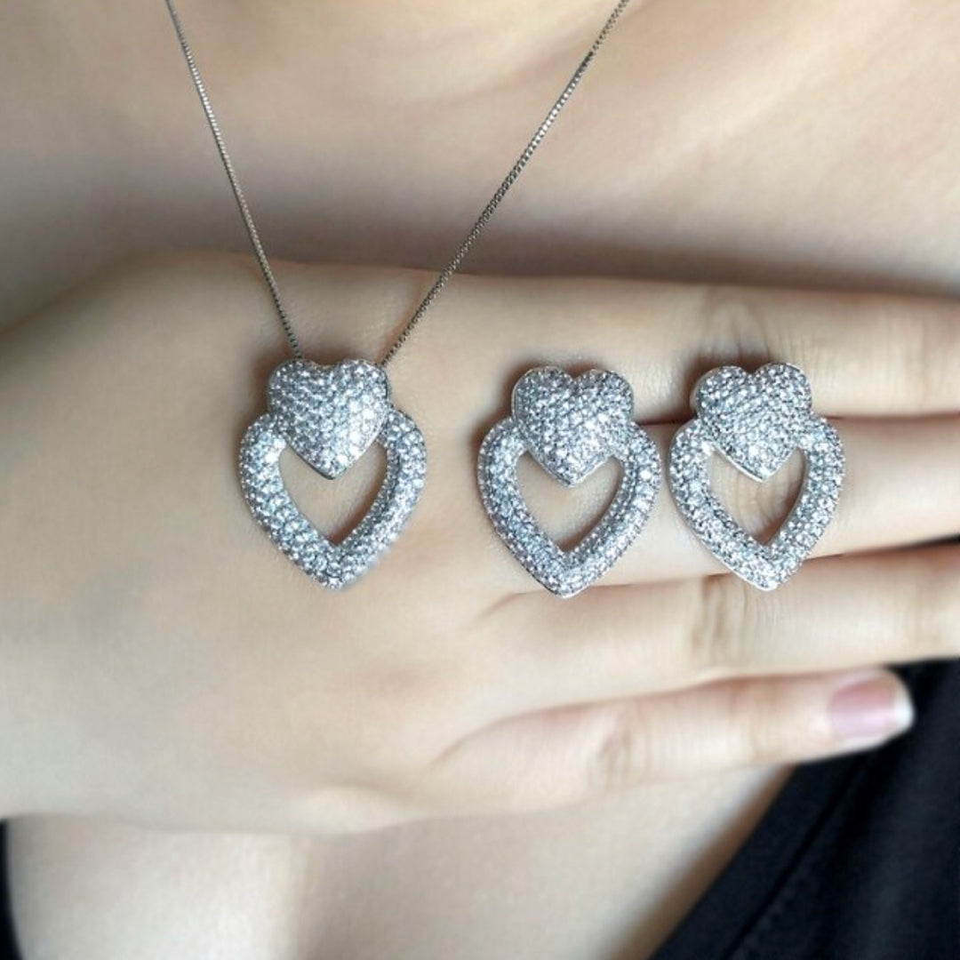 Lustrous Double Heart Jewelry Set-Mix MIx Style