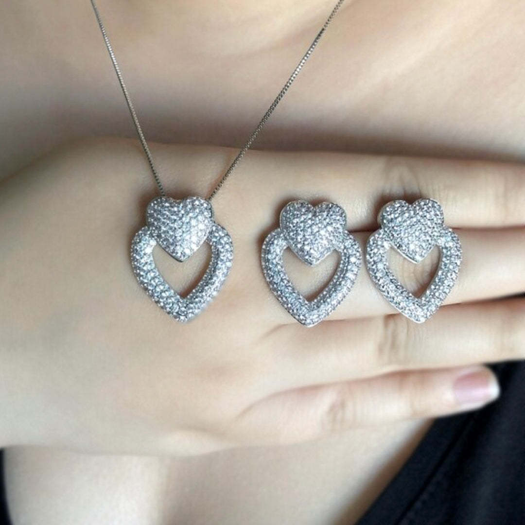 Lustrous Double Heart Jewelry Set-Mix MIx Style