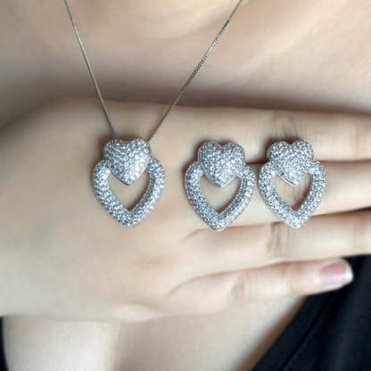 Lustrous Double Heart Jewelry Set-Mix MIx Style