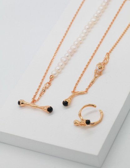 Tree Branch Sterling Silver and Black Agate Necklace | Mix Mix Style [Hot Seller]-Mix MIx Style