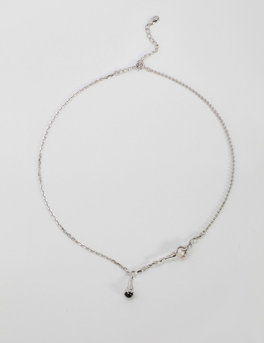 Tree Branch Sterling Silver and Black Agate Necklace | Mix Mix Style [Hot Seller]-Mix MIx Style