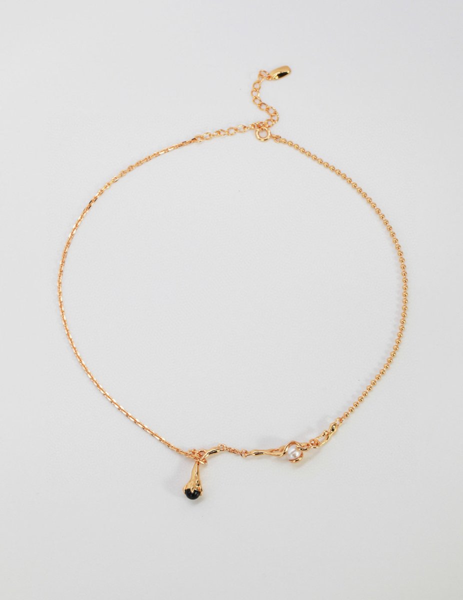 Tree Branch Sterling Silver and Black Agate Necklace | Mix Mix Style [Hot Seller]-Mix MIx Style