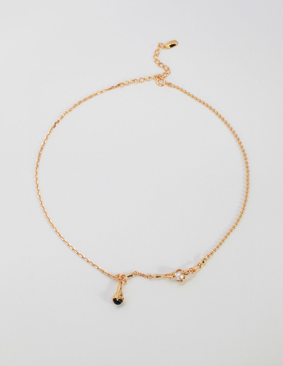 Tree Branch Sterling Silver and Black Agate Necklace | Mix Mix Style [Hot Seller]-Mix MIx Style