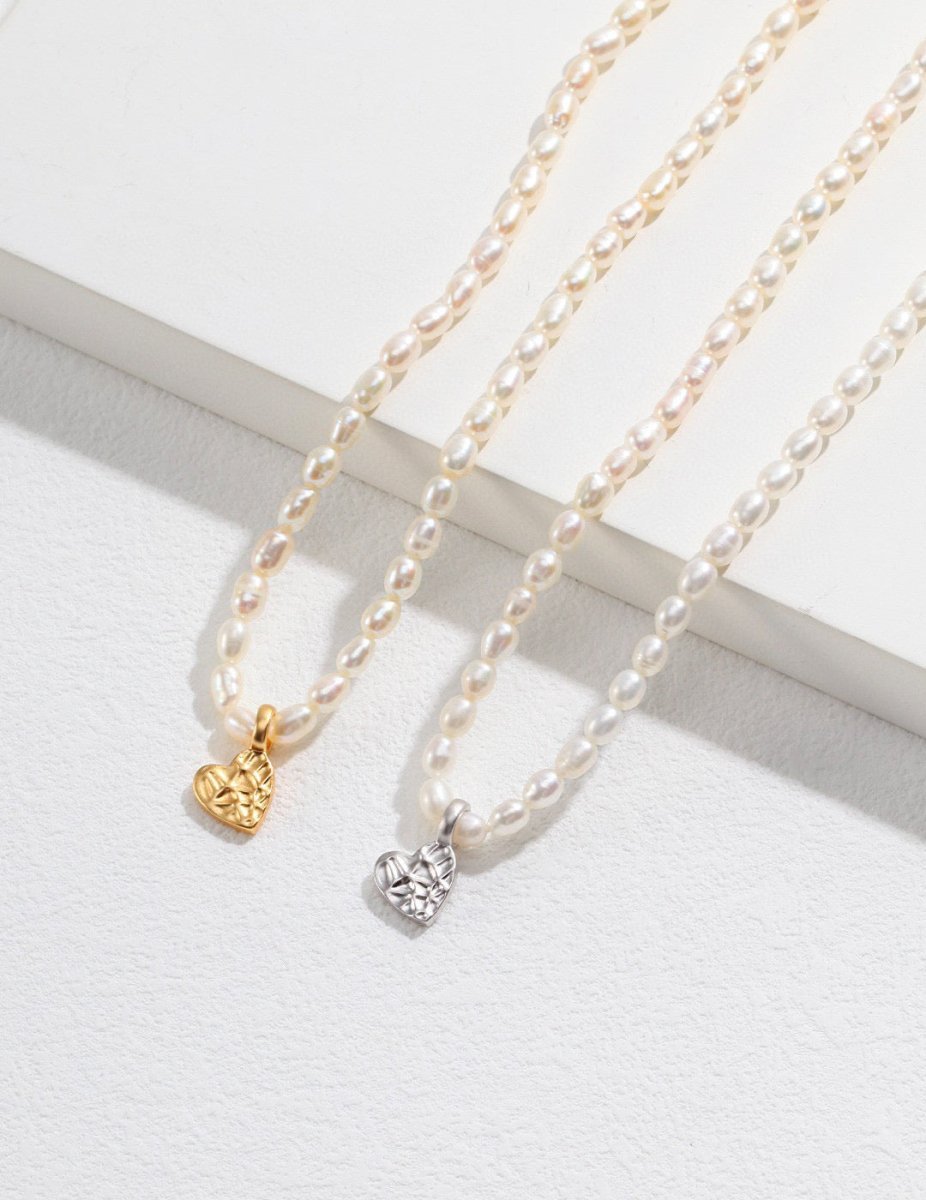 Heart Pendant Akoya Pearl 925 Sterling Silver Necklace | Mix Mix Style [Hot Seller]-Mix MIx Style