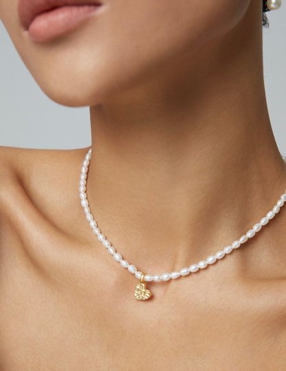 Heart Pendant Akoya Pearl 925 Sterling Silver Necklace | Mix Mix Style [Hot Seller]-Mix MIx Style