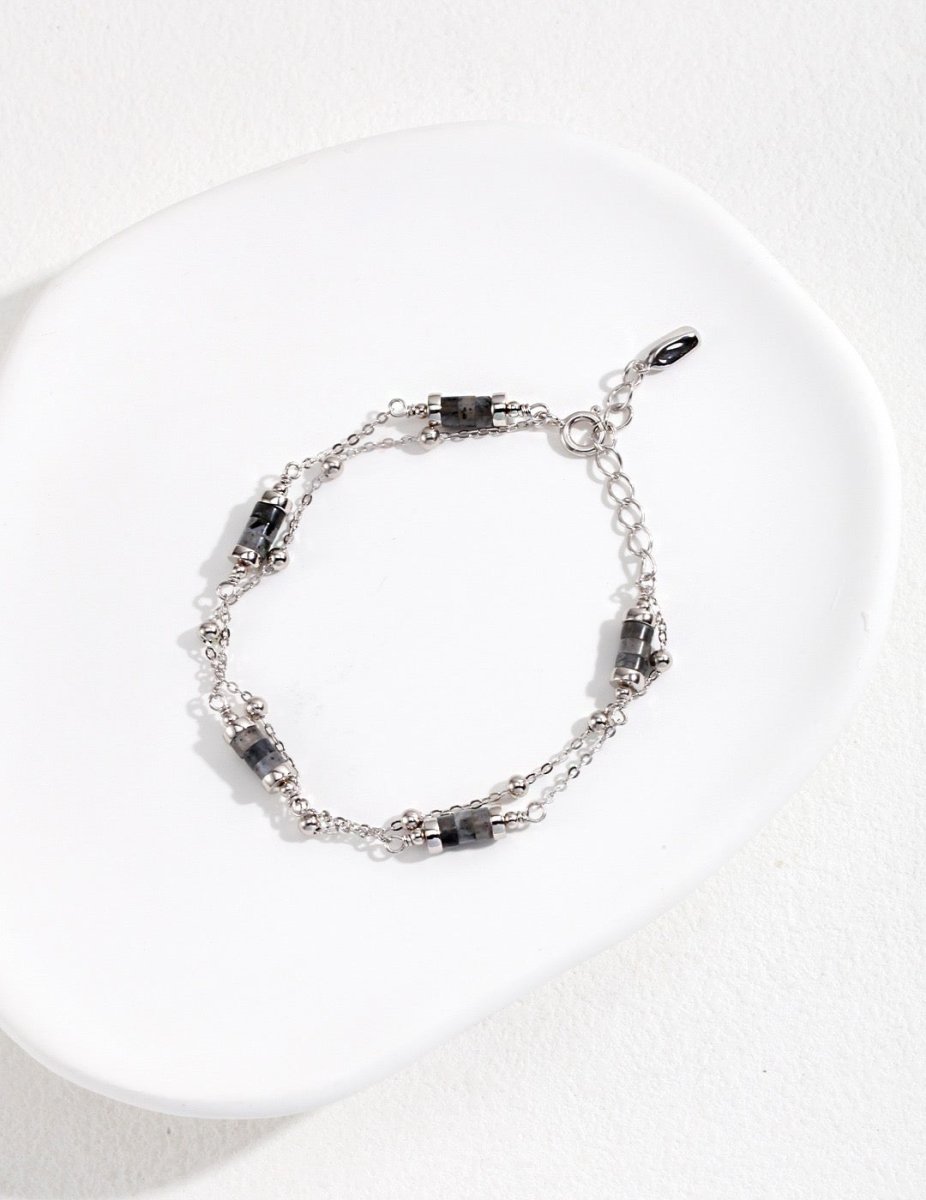 Good Luck Sterling Silver with Black Natural Gem Bracelet | Mix Mix Style [Hot Seller]-Mix MIx Style