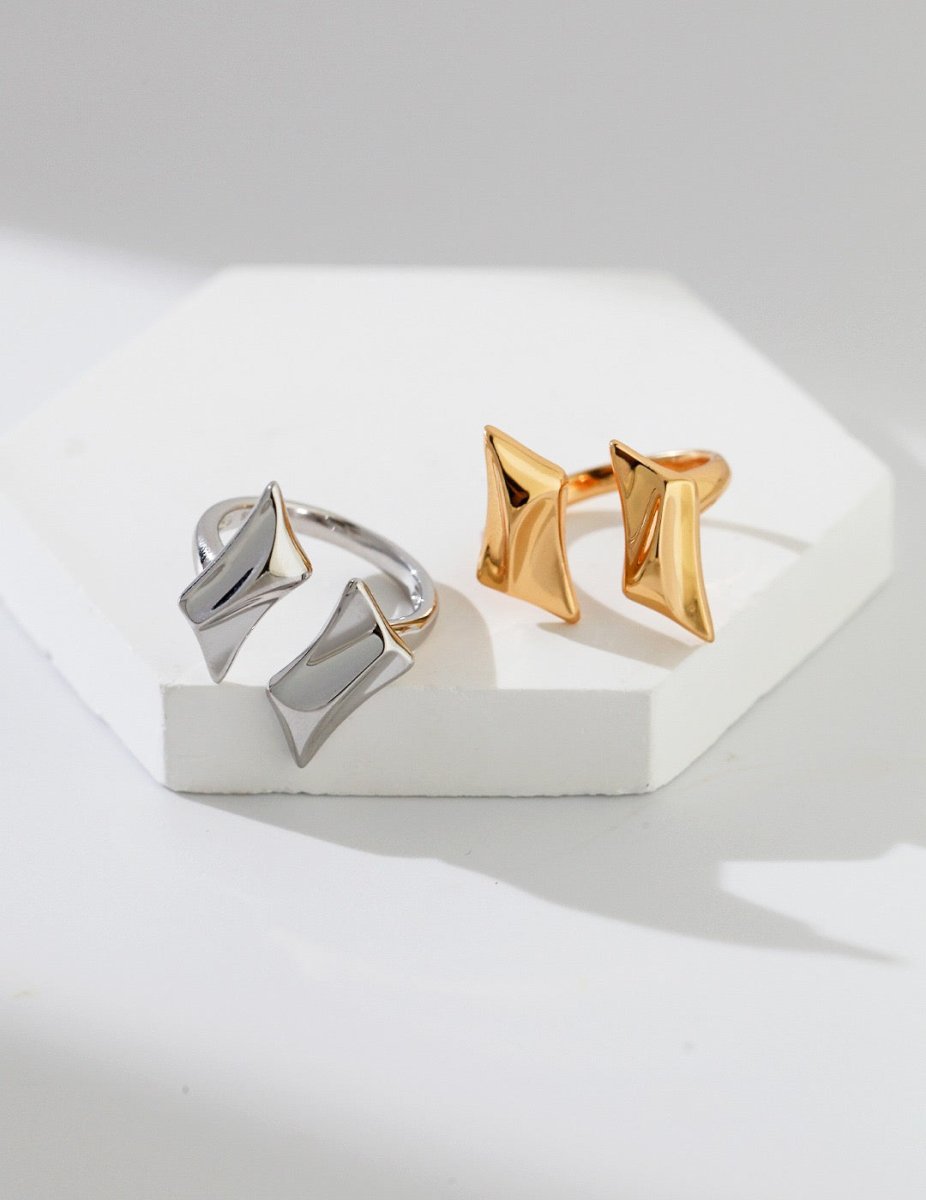 Sterling Silver Double Four-pointed Star Rings | Mix Mix Style [Hot Seller]-Mix MIx Style