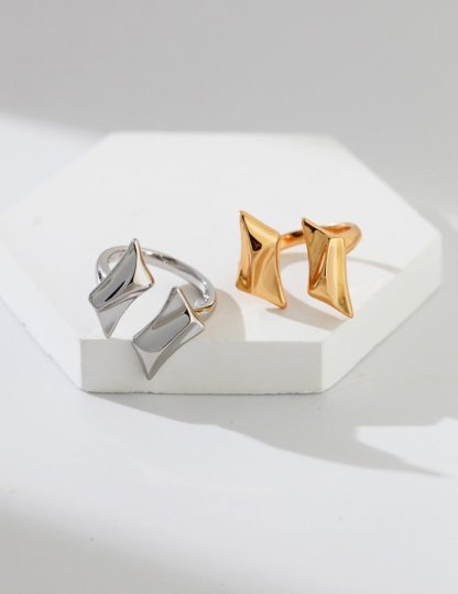 Sterling Silver Double Four-pointed Star Rings | Mix Mix Style [Hot Seller]-Mix MIx Style