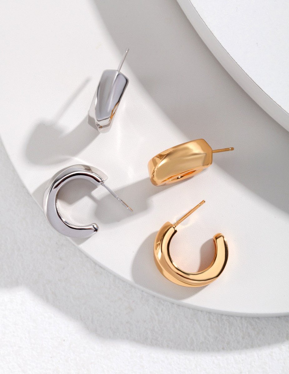 Eloise - Stylish and Simplicity Sterling Silver Hoop Earrings | Mix Mix Style [Hot Seller]-Mix MIx Style