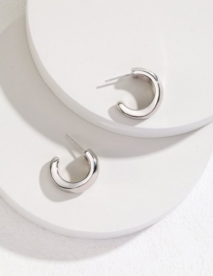 Eloise - Stylish and Simplicity Sterling Silver Hoop Earrings | Mix Mix Style [Hot Seller]-Mix MIx Style