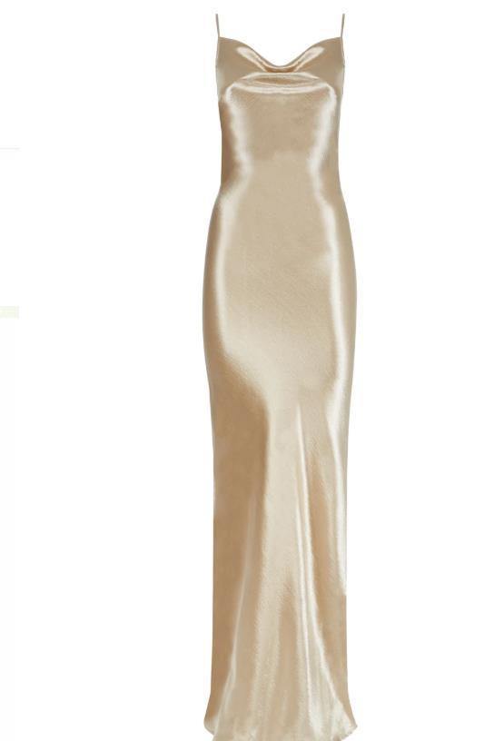 Elegant Metallic Gold Maxi Dress-Mix MIx Style