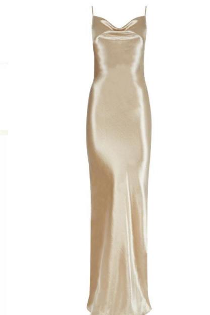 Elegant Metallic Gold Maxi Dress-Mix MIx Style