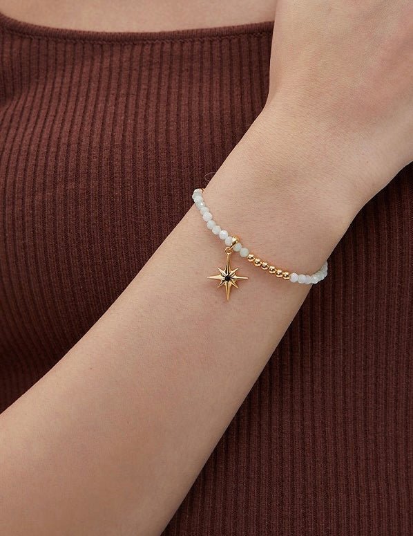 Natural Gemstone Pendant Sterling Silver Chain Bracelet | Mix Mix Style [Hot Seller]-Mix MIx Style