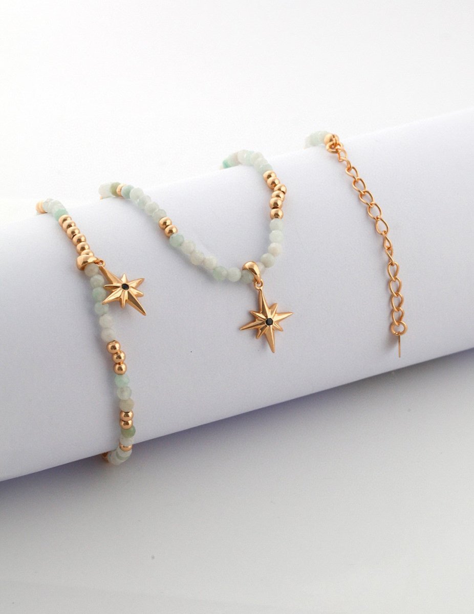 Natural Gemstone Pendant Sterling Silver Chain Bracelet | Mix Mix Style [Hot Seller]-Mix MIx Style