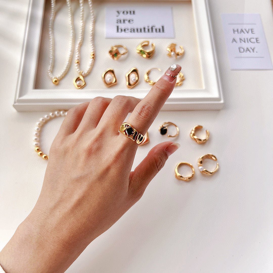 s925 Sterling Silver and Black Gemsonte Rings | Mix Mix Style [Hot Seller]-Mix MIx Style