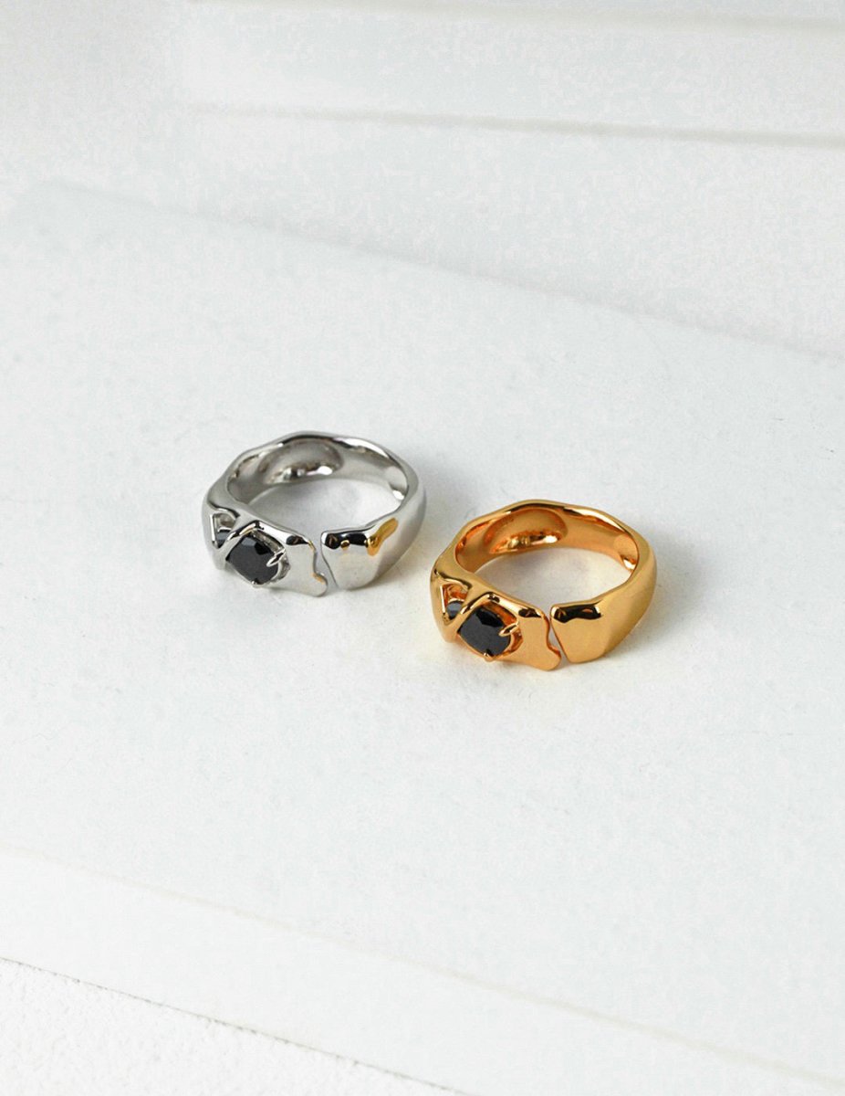 s925 Sterling Silver and Black Gemsonte Rings | Mix Mix Style [Hot Seller]-Mix MIx Style