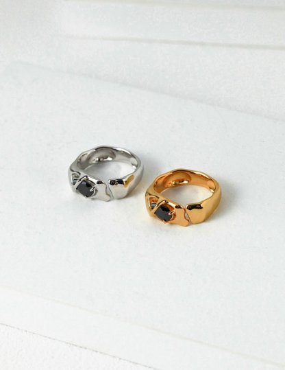 s925 Sterling Silver and Black Gemsonte Rings | Mix Mix Style [Hot Seller]-Mix MIx Style