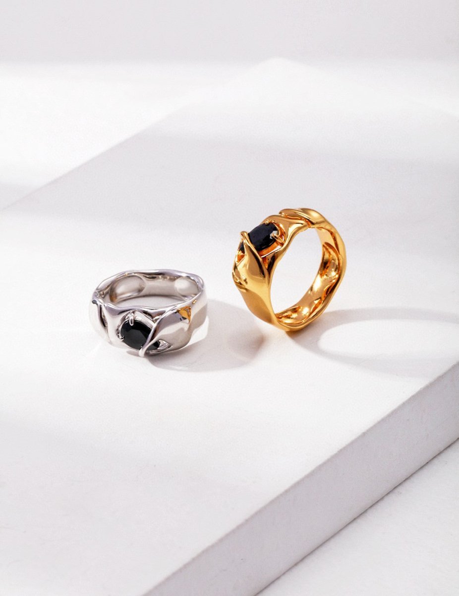 s925 Sterling Silver and Black Gemsonte Rings | Mix Mix Style [Hot Seller]-Mix MIx Style