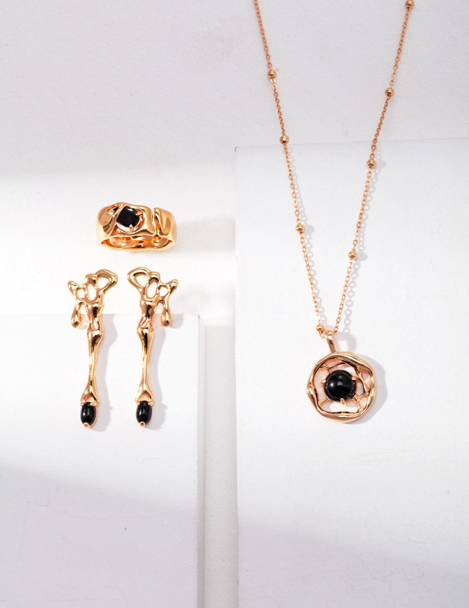 s925 Sterling Silver and Black Gemsonte Rings | Mix Mix Style [Hot Seller]-Mix MIx Style