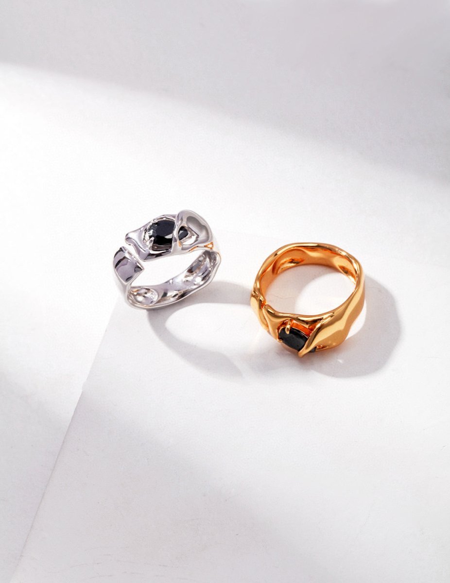 s925 Sterling Silver and Black Gemsonte Rings | Mix Mix Style [Hot Seller]-Mix MIx Style