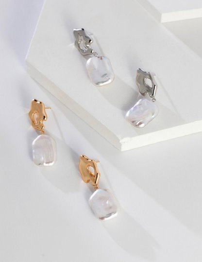 Irregular Mabe Pearl 925 Sterling Silver Earrings | Mix Mix Style [Hot Seller]-Mix MIx Style